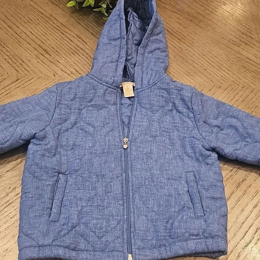 Blue Quilted Denim Heart Jacket Size 6
